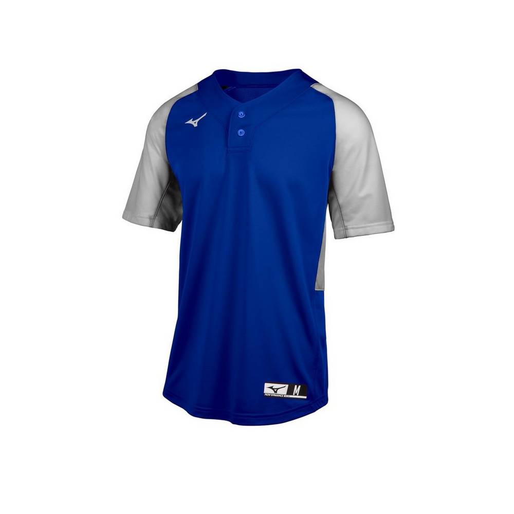 Jerseys Mizuno Aerolite 2-Button Hombre Azul Real/Gris Baratas WPXD-94068